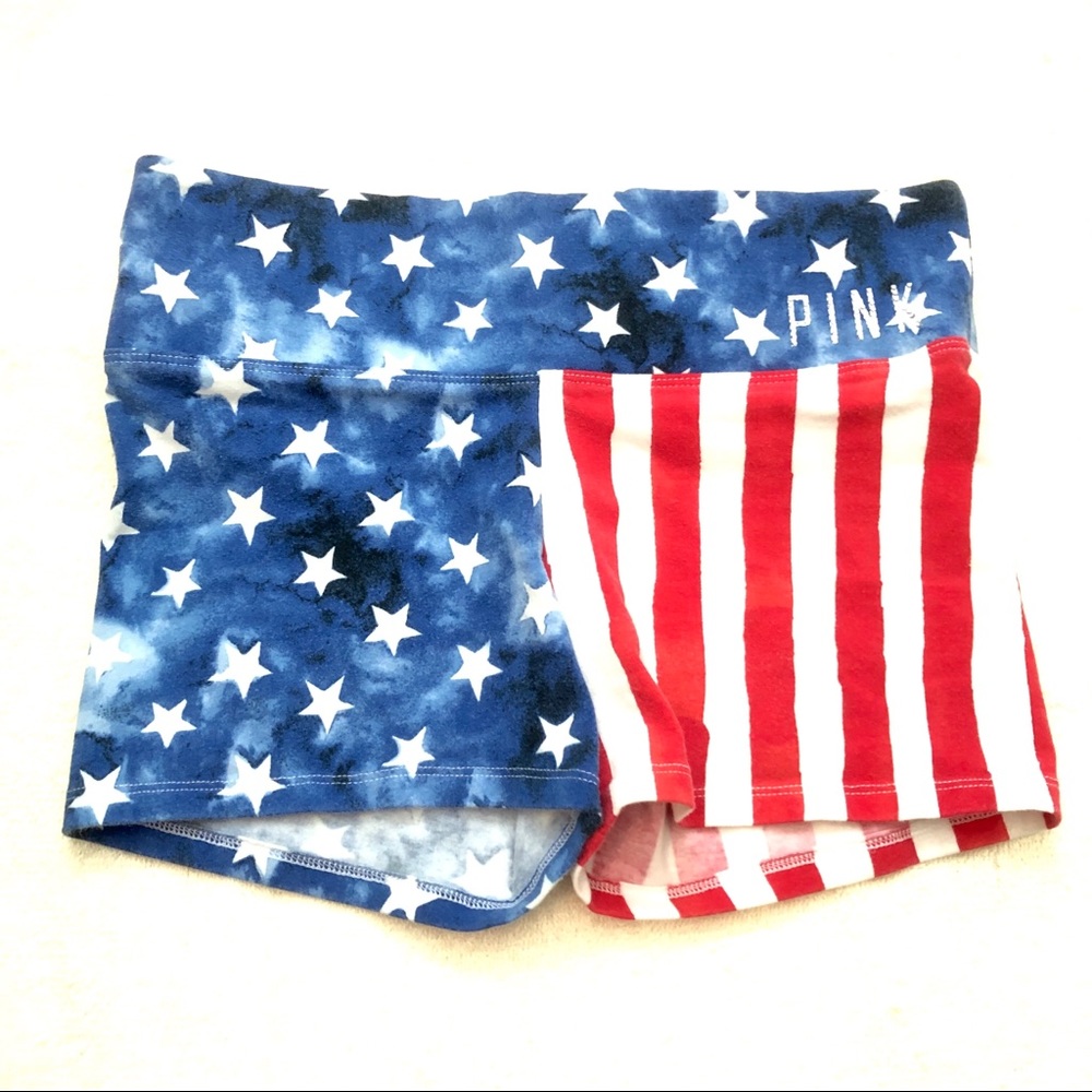 SOLD VS PINK Watercolor Bling Flag Yoga Shorts XS